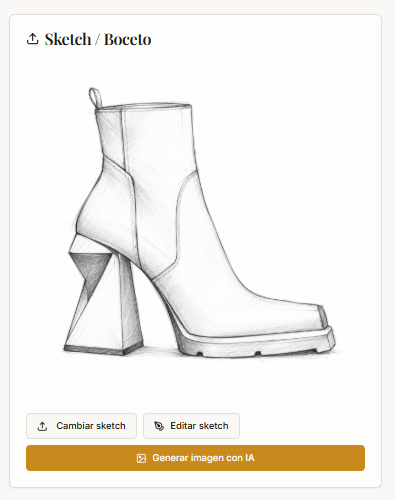 Boceto de calzado cargado en Sketch to Reality